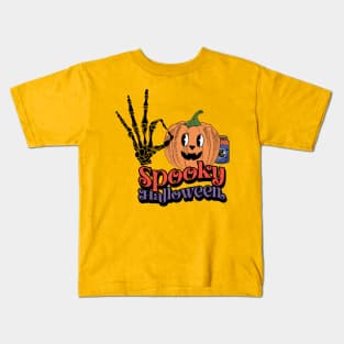 Groovy Style Spooky Retro Halloween Design Kids T-Shirt